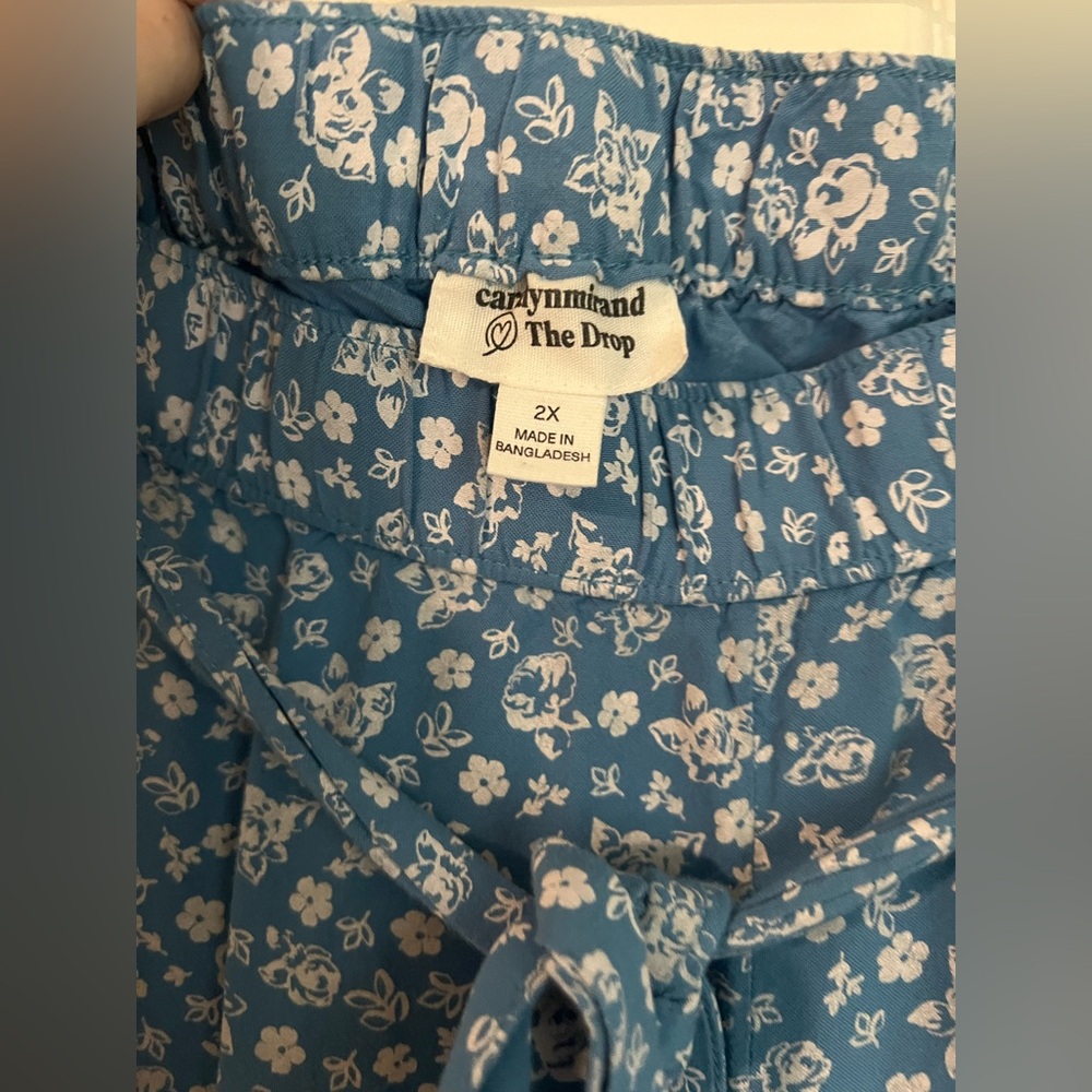 The Drop Blue Floral Pull On Pants with Tie Waist by @caralynmirand Size 2X - Picture 11 of 13